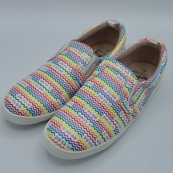 Pride Love Is Love Monkey Feet 40 Rainbow Slip On Shoes - Picture 1 of 11